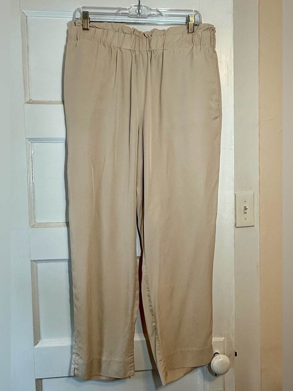 Ann Taylor Women's Pants Large Elastic Waist Pull On Wide Leg Lyocell